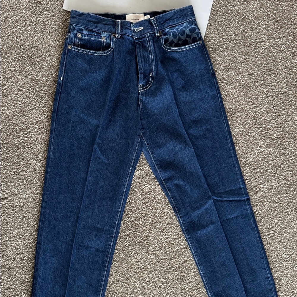 💙😍Coach Dark Blue Straight Leg Jeans 👖 unisex size28 - Picture 16 of 16